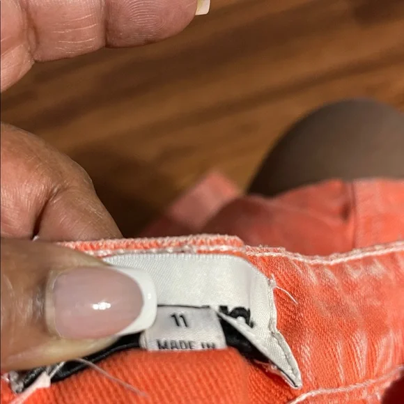 High Rise Orange Acid Wash Cargo Baggy jeans size 11 - Picture 11 of 11